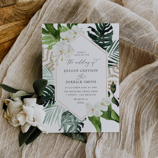 Convites casamento de armação botânica tropical (Criador carregado)