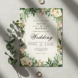 Convites Casamento de Arquivamento Floral Verde Lush
