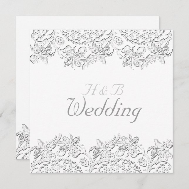 Convites Casamento De Arredondar Francês Com Vintage Branco (Frente/Verso)