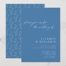 Casamento de Arte Azul com Linha Floral Moderna Bo