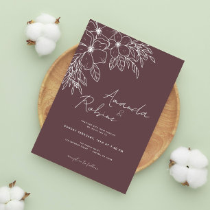 Convites Casamento de arte da Flor Moderna e Simples