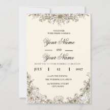 Casamento de Arte de Linha de Flor Silvestre Boho