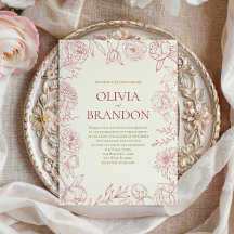 Casamento de Arte de Linha de Fronteira Floral de 