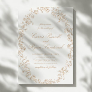 Convites Casamento de Arte de Linha Fina de Rosas Florais B