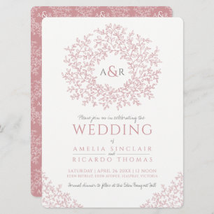 Convites Casamento de arte de monograma desenhado com mão r