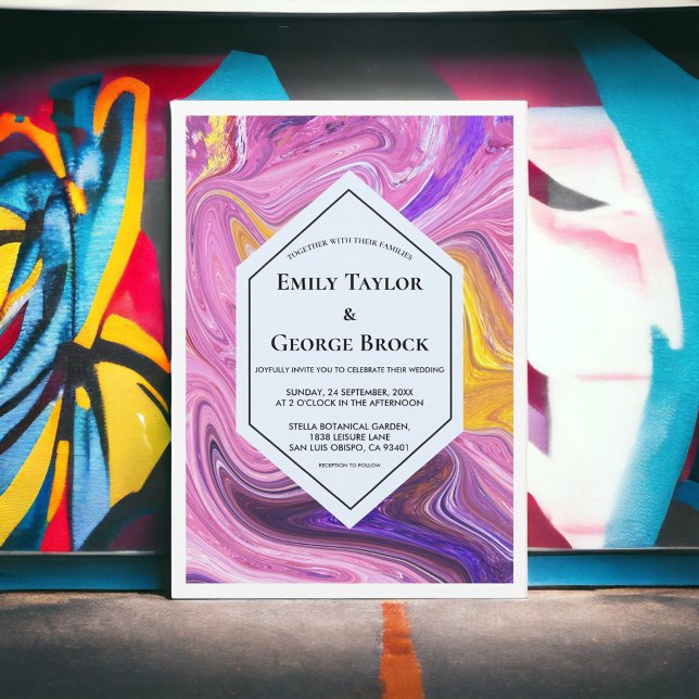 Convites Casamento de arte elegante de galáxia Abstrato (Criador carregado)