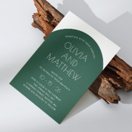 Convites Casamento de arte emerald verde moderno de tipogra