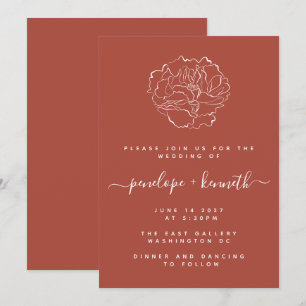 Convites Casamento de Arte Floral com Script Mínimo   Terr