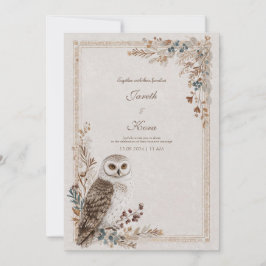 Convites Casamento de Arte Folk Rustic Owl