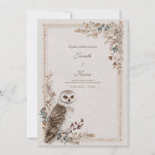Convites Casamento de Arte Folk Rustic Owl