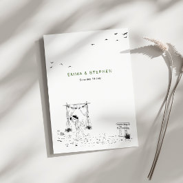 Convites Casamento de Arte Mínimo de Linha de Praia do Amor