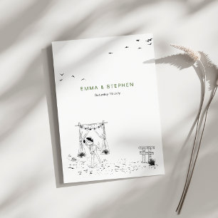 Convites Casamento de Arte Mínimo de Linha de Praia do Amor