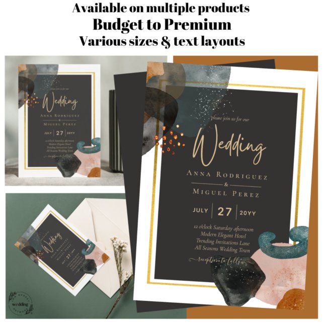 Convites Casamento de Arte Moderna Premium Abstrato Earth (Criador carregado)