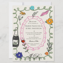 Casamento de Arte Popular Floral Caprichosa Desenh