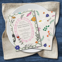 Casamento de Arte Popular Floral Caprichoso Desenh