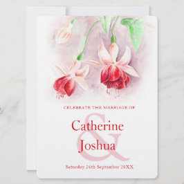 Convites Casamento de arte rosa vermelha da Fuchsia