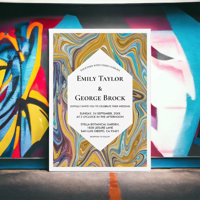 Convites Casamento de Artista de Pintura Líquida de Abstrat (Criador carregado)