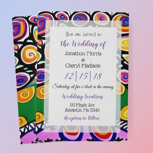 Convites Casamento de árvore boho brilhante e colorido