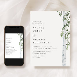 Convites Casamento de Árvore de Bétula com Verdura Aspen