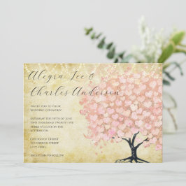 Convites Casamento de Árvore de Folha de Coração Rosa, Fair