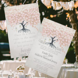 Convites Casamento de Árvore de Folha de Coração Rosa Pálid