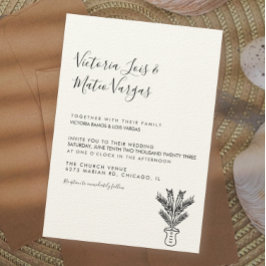 Convites Casamento de Árvore de Palma Desenhada Simples