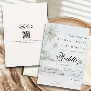 Convites Casamento de Árvore de Palmeira em Aquarela de Pra