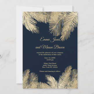 Convites Casamento de árvore de palmeira tropical azul mari