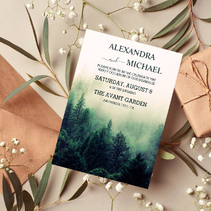 Convites Casamento de Árvore de Pinheiros Emerald Green Wat