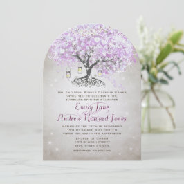 Convites Casamento de Árvore Folha de Lavanda de Mason Jar