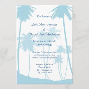 Convites Casamento de Árvore Tropical Azul