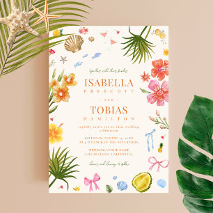 Convites Casamento de Árvore Tropical de Palma Tropical Col