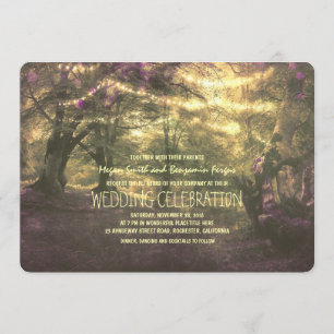 Convites Casamento de Árvores de Luzes de Madeira Rustic Wo