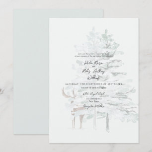 Convites Casamento de Árvores e Veados em Aquarela Floresta