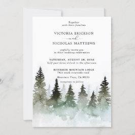Convites Casamento de Árvores Evergreen na Floresta Russa d