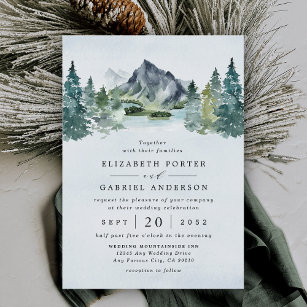 Convites Casamento de Árvores Russas Evergreen-Watercolor d