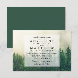Convites Casamento de Árvores Verdes em Grove de Madeira