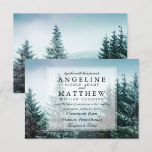 Convites Casamento de Árvores Verdes em Grove de Madeira