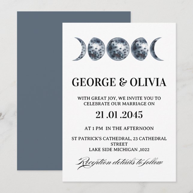 Convites Casamento de Astrologia Boho Celestial  Casamento (Frente/Verso)