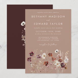 Convites Casamento de Autumn Wildflower Taupe