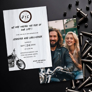 Convites Casamento de Aventura de Motociclo Moderno em Mono