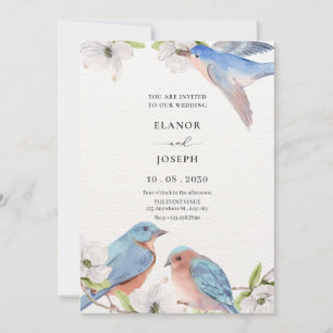 Convites Casamento de aves aquáticas florais