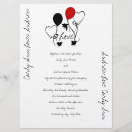 Convites Casamento de aves, balões e coração