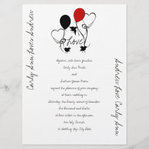 Convites Casamento de aves, balões e coração