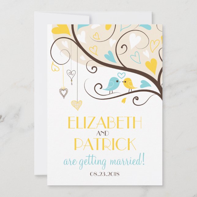 Convites Casamento de aves brancas (Verso)