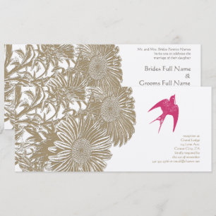 Convites Casamento de aves com amor, cor-de-rosa, rustic Vi