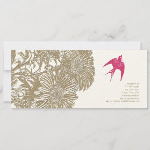 Convites Casamento de aves com amor, cor-de-rosa, rustic Vi