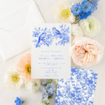 Casamento de Aves de Amor com Chinoiserie Azul