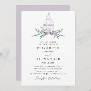 Convites Casamento de aves de capoeira florais florais de c