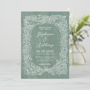 Convites Casamento de aves de flor selvagem verde com Sage